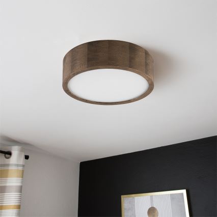 Brilagi - Plafonnier LED CARVALHO 1xE27/15W/230V finition chêne-noyer Ø 27 cm