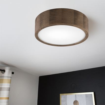 Brilagi - Plafonnier LED CARVALHO 1xE27/15W/230V finition chêne-noyer Ø 27 cm