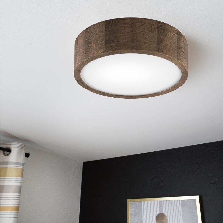 Brilagi - Plafonnier LED CARVALHO 1xE27/15W/230V finition chêne-noyer Ø 27 cm