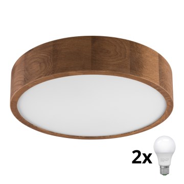 Brilagi - Plafonnier LED CARVALHO 2xE27/60W/230V chêne cerise d. 37 cm