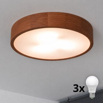 Brilagi - Plafonnier LED CARVALHO 3xE27/15W/230V chêne/cerisier Ø 47 cm