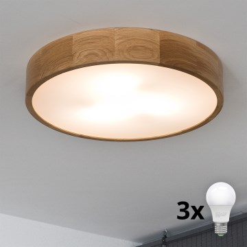 Brilagi - Plafonnier LED CARVALHO 3xE27/60W/230V chêne d. 47,5 cm