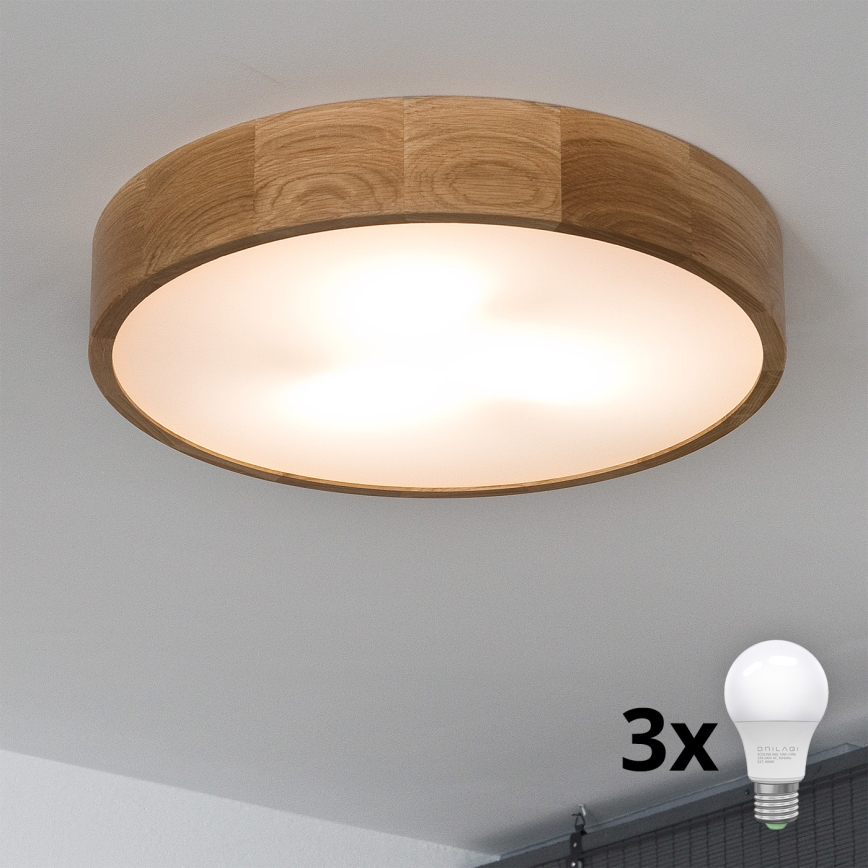 Brilagi - Plafonnier LED CARVALHO 3xE27/60W/230V chêne d. 47,5 cm