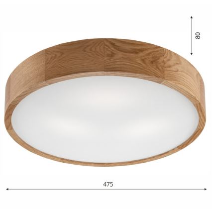 Brilagi - Plafonnier LED CARVALHO 3xE27/60W/230V chêne d. 47,5 cm