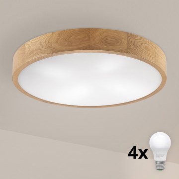 Brilagi - Plafonnier LED CARVALHO 4xE27/60W/230V chêne Ø 57,5 cm