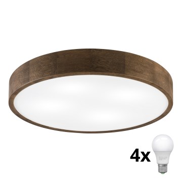 Brilagi - Plafonnier LED CARVALHO 4xE27/60W/230V en chêne noyer diamètre 57,5 cm