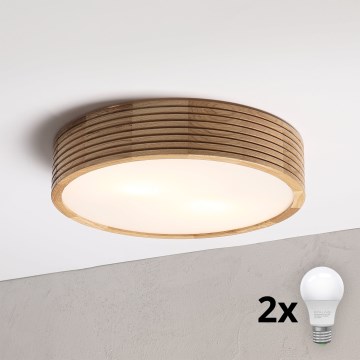 Brilagi - Plafonnier LED CARVALHO MODERN 2xE27/60W/230V Ø 37,5 cm chêne