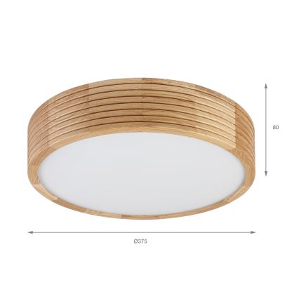 Brilagi - Plafonnier LED CARVALHO MODERN 2xE27/60W/230V Ø 37,5 cm chêne