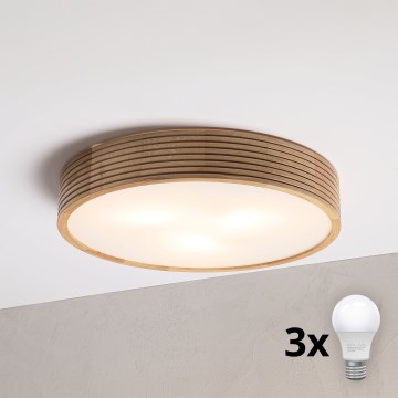 Brilagi - Plafonnier LED CARVALHO MODERN 3xE27/60W/230V Ø 47,5 cm chêne