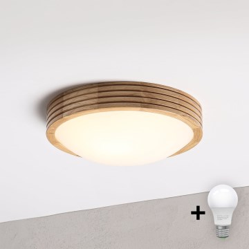 Brilagi - Plafonnier LED CARVALHO MODERN SLIM 1xE27/60W/230V Ø 27,5 cm chêne