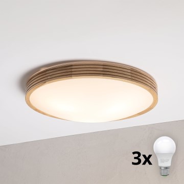 Brilagi - Plafonnier LED CARVALHO MODERN SLIM 3xE27/60W/230V Ø 47,5 cm chêne