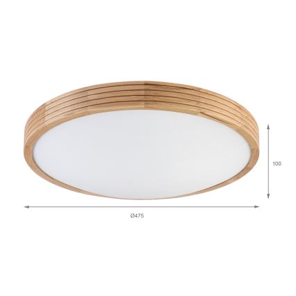 Brilagi - Plafonnier LED CARVALHO MODERN SLIM 3xE27/60W/230V Ø 47,5 cm chêne