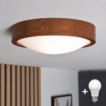 Brilagi - Plafonnier LED CARVALHO SLIM 1xE27/15W/230V chêne cerisier Ø 27 cm