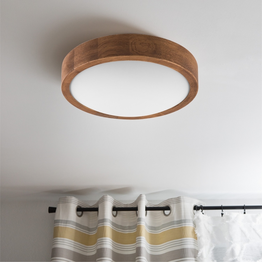 Brilagi - Plafonnier LED CARVALHO SLIM 1xE27/15W/230V chêne cerisier Ø 27 cm