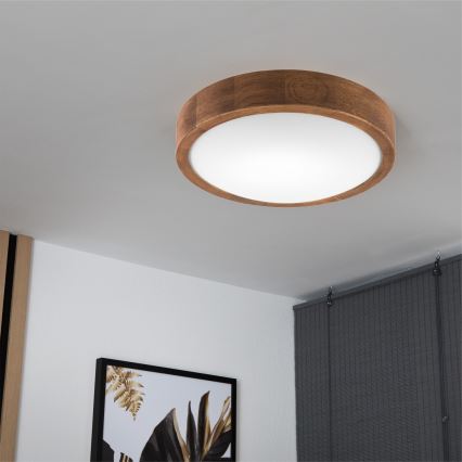 Brilagi - Plafonnier LED CARVALHO SLIM 1xE27/15W/230V chêne cerisier Ø 27 cm