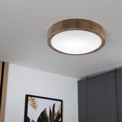 Brilagi - plafonnier LED CARVALHO SLIM 1xE27/15W/230V chêne/noyer Ø 27 cm