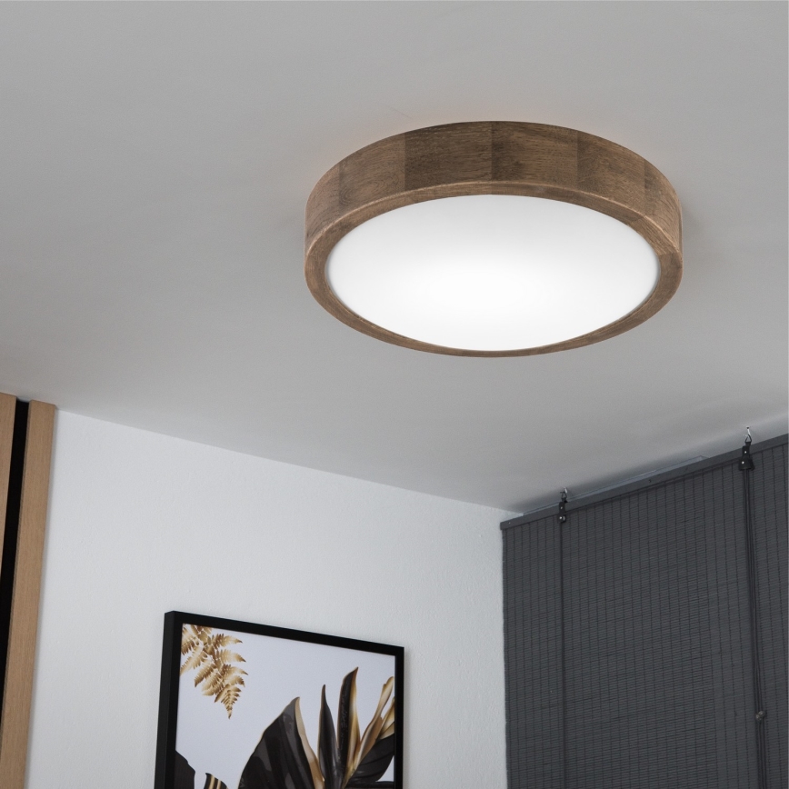 Brilagi - plafonnier LED CARVALHO SLIM 1xE27/15W/230V chêne/noyer Ø 27 cm
