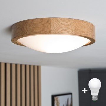 Brilagi - Plafonnier LED CARVALHO SLIM 1xE27/15W/230V chêne Ø 27 cm
