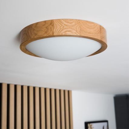 Brilagi - Plafonnier LED CARVALHO SLIM 1xE27/15W/230V chêne Ø 27 cm
