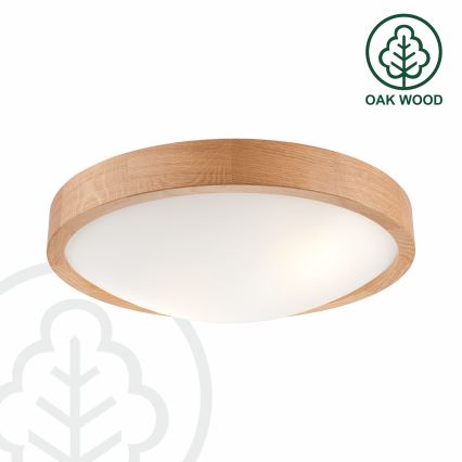 Brilagi - Plafonnier LED CARVALHO SLIM 2xE27/15W/230V chêne Ø 37 cm