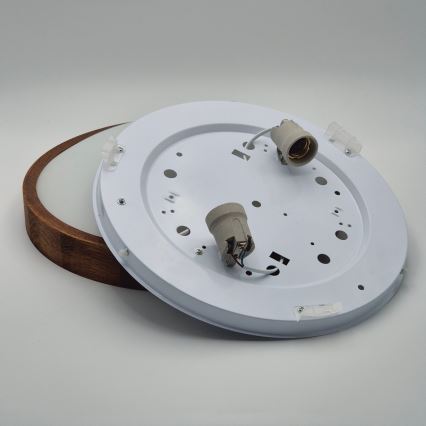 Brilagi - Plafonnier LED CARVALHO SLIM 2xE27/15W/230V finition chêne/cerisier Ø 37 cm