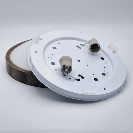 Brilagi - Plafonnier LED CARVALHO SLIM 2xE27/15W/230V, finition chêne/noyer, Ø 37 cm