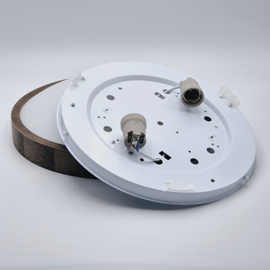 Brilagi - Plafonnier LED CARVALHO SLIM 2xE27/15W/230V, finition chêne/noyer, Ø 37 cm