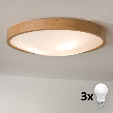 Brilagi - Plafonnier LED CARVALHO SLIM 3xE27/15W/230V chêne Ø 47 cm