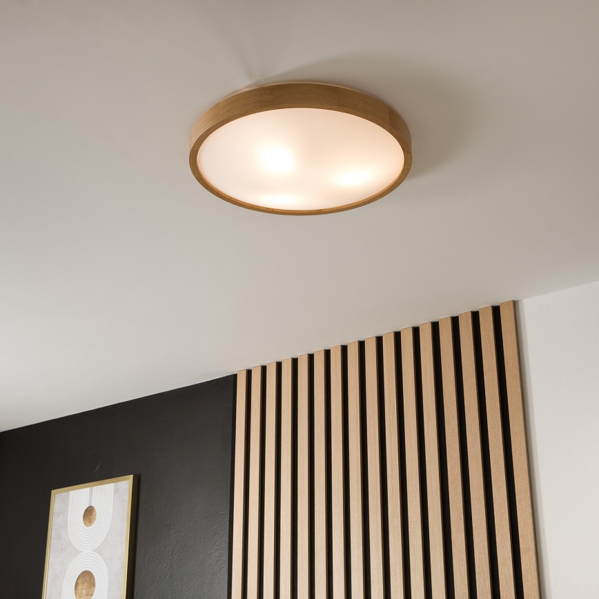 Brilagi - Plafonnier LED CARVALHO SLIM 3xE27/15W/230V chêne Ø 47 cm