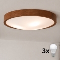 BRILAGI - Plafonnier LED CARVALHO SLIM 3xE27/15W/230V, finition chêne cerisier, Ø 47 cm