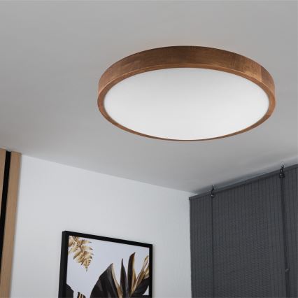 Brilagi - Plafonnier LED CARVALHO SLIM 3xE27/15W/230V, finition chêne cerisier, Ø 47 cm