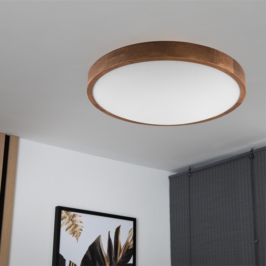 Brilagi - Plafonnier LED CARVALHO SLIM 3xE27/15W/230V, finition chêne cerisier, Ø 47 cm