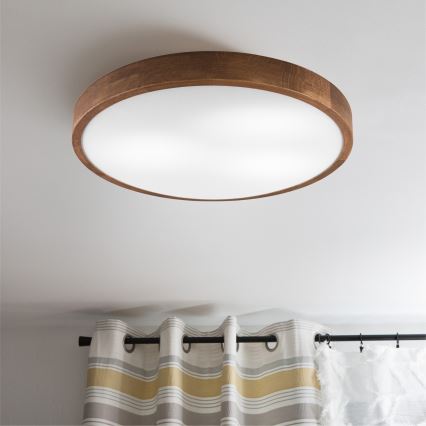 Brilagi - Plafonnier LED CARVALHO SLIM 3xE27/15W/230V, finition chêne cerisier, Ø 47 cm