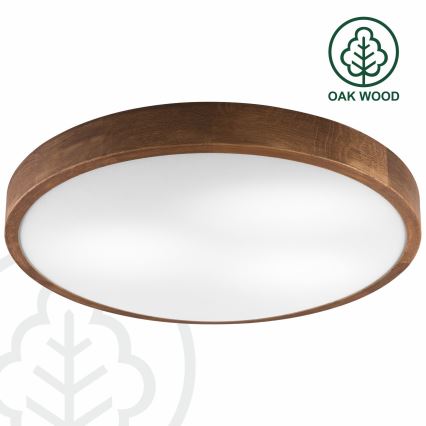 Brilagi - Plafonnier LED CARVALHO SLIM 3xE27/15W/230V, finition chêne cerisier, Ø 47 cm