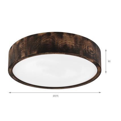 Brilagi - Plafonnier LED CARVALHO SMOKEY LED/36W/230V chêne Ø 37,5 cm