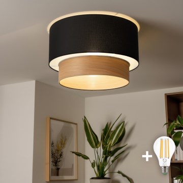 Brilagi - Plafonnier LED CERIA 1xE27/40W/230V Ø 50 cm noir/beige