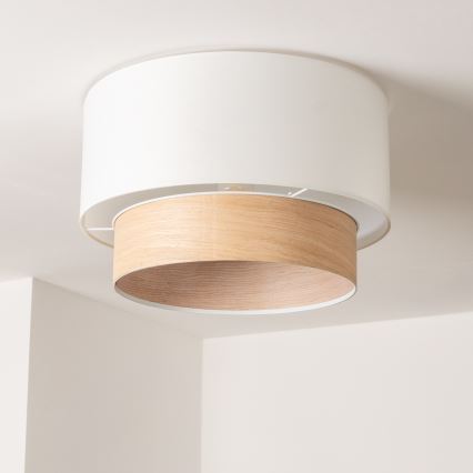 Brilagi - Plafonnier LED CERIA, à montage en surface, 1×E27 (40 W), 230 V, Ø 50 cm, blanc/beige