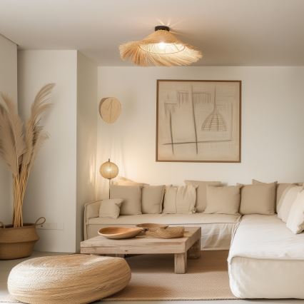 Brilagi - Plafonnier LED CERIA BOHO 1xE27/40W/230V diam. 100 cm en rotin