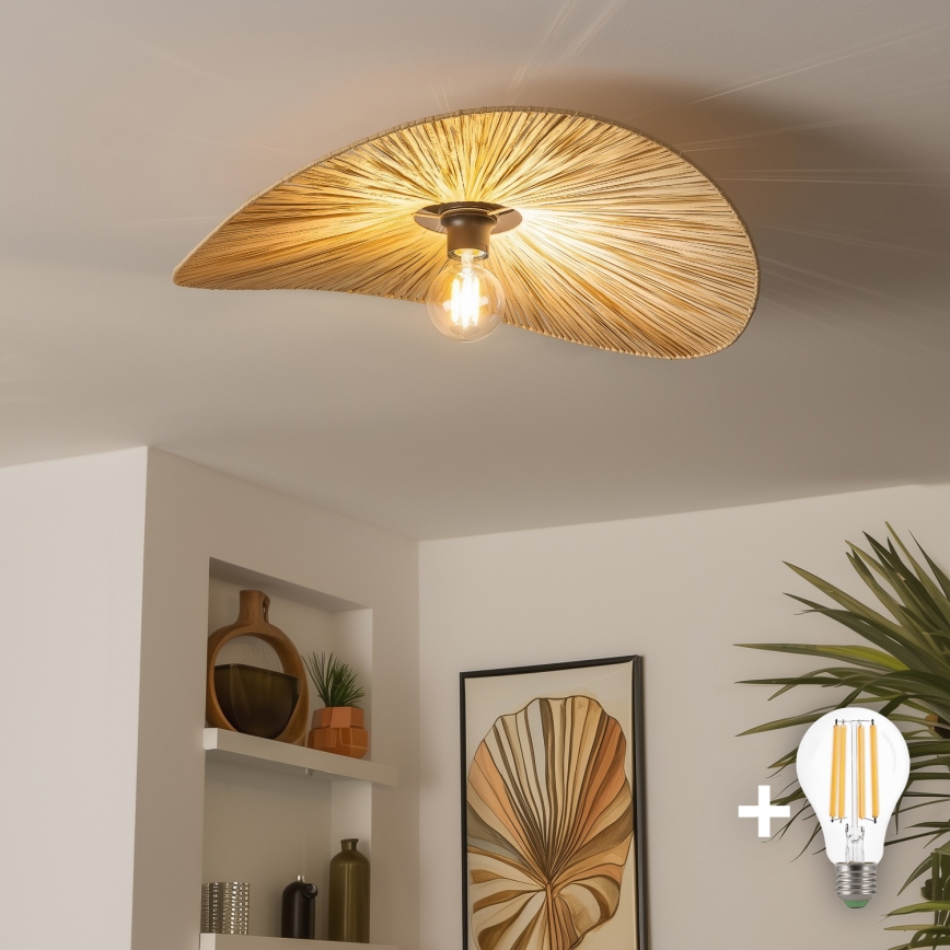 Brilagi - Plafonnier LED CERIA BOHO 1xE27/40W/230V Ø 60 cm raphia