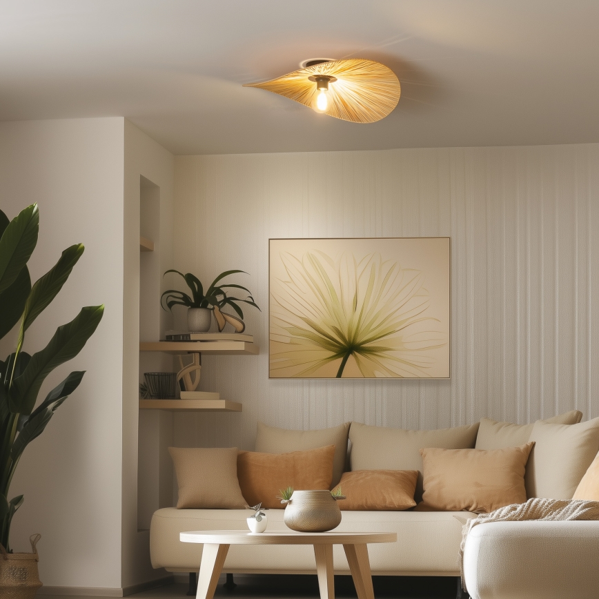 Brilagi - Plafonnier LED CERIA BOHO 1xE27/40W/230V Ø 60 cm raphia