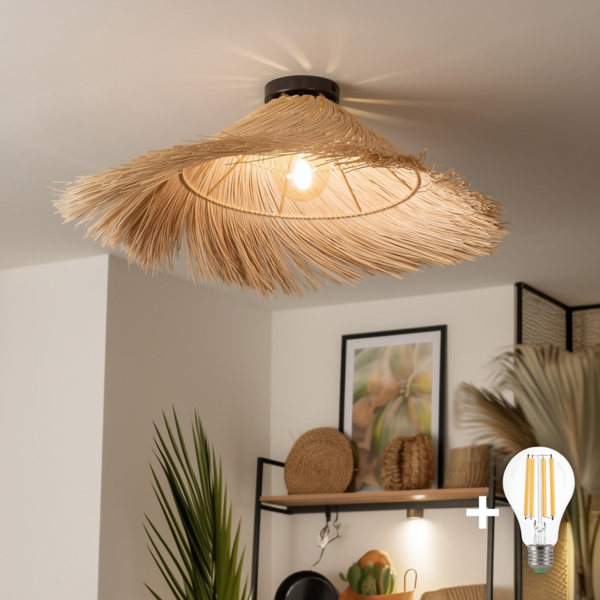 Brilagi - Plafonnier LED CERIA BOHO 1xE27/40W/230V Ø 70 cm rotin