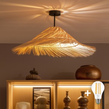 Brilagi - Plafonnier LED CERIA BOHO 1xE27/60W/230V Ø 70 cm noir/beige