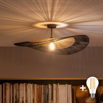 Brilagi - Plafonnier LED CERIA BOHO 1xE27/60W/230V Ø 80 cm noir/marron/noir