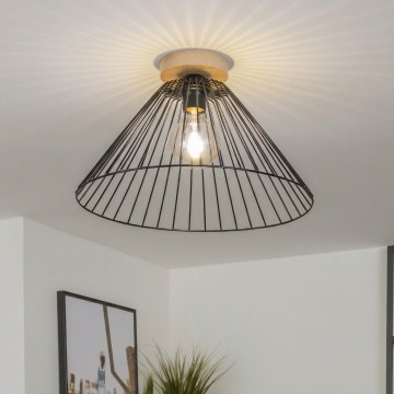 Brilagi - Plafonnier LED CERIA WIRE 1xE27/40W/230V Ø 45 cm noir/chêne