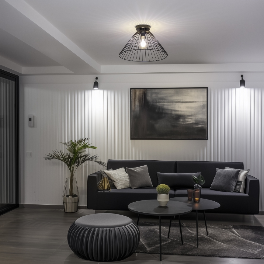 Brilagi - Plafonnier LED CERIA WIRE 1xE27/40W/230V Ø 45 cm noir