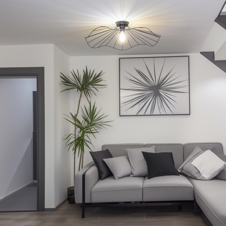 Brilagi - Plafonnier LED CERIA WIRE 1xE27/40W/230V Ø 80 cm noir