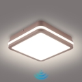 Brilagi - Plafonnier LED d'extérieur BENE avec capteur LED/18W/230V 21,5x21,5 cm marron IP54