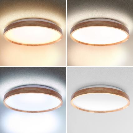 Brilagi - Plafonnier LED dimmable ALSON LED/48W/230V 3000-6500K chêne Ø 39,5 cm + télécommande