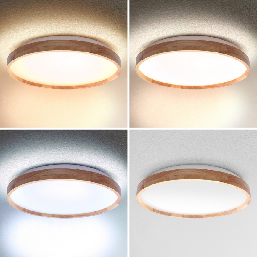 Brilagi - Plafonnier LED dimmable ALSON LED/48W/230V 3000-6500K chêne Ø 39,5 cm + télécommande