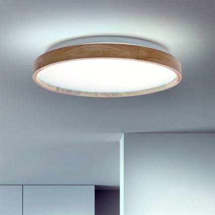 Brilagi - Plafonnier LED dimmable ALSON LED/48W/230V 3000-6500K chêne Ø 39,5 cm + télécommande